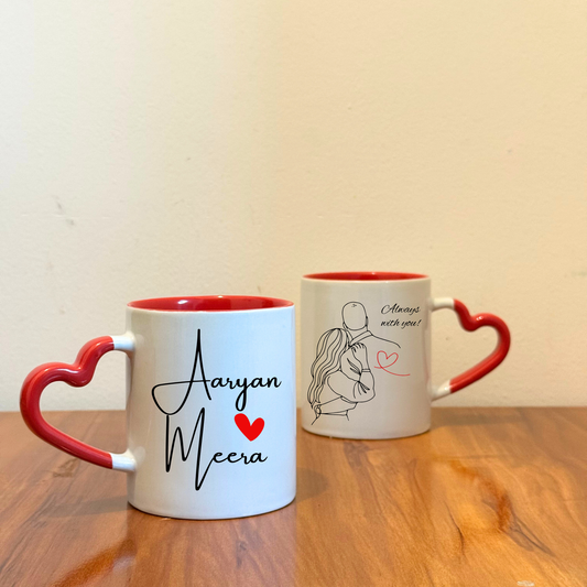 Always With You - Custom Mug - Heart Handle (Set of 2)