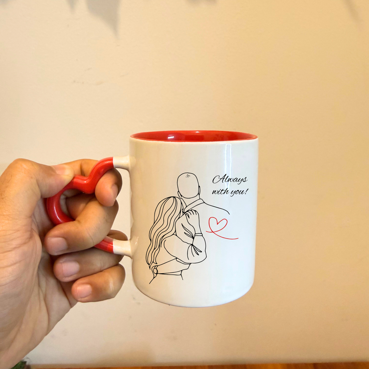Always With You - Custom Mug - Heart Handle (Set of 2)