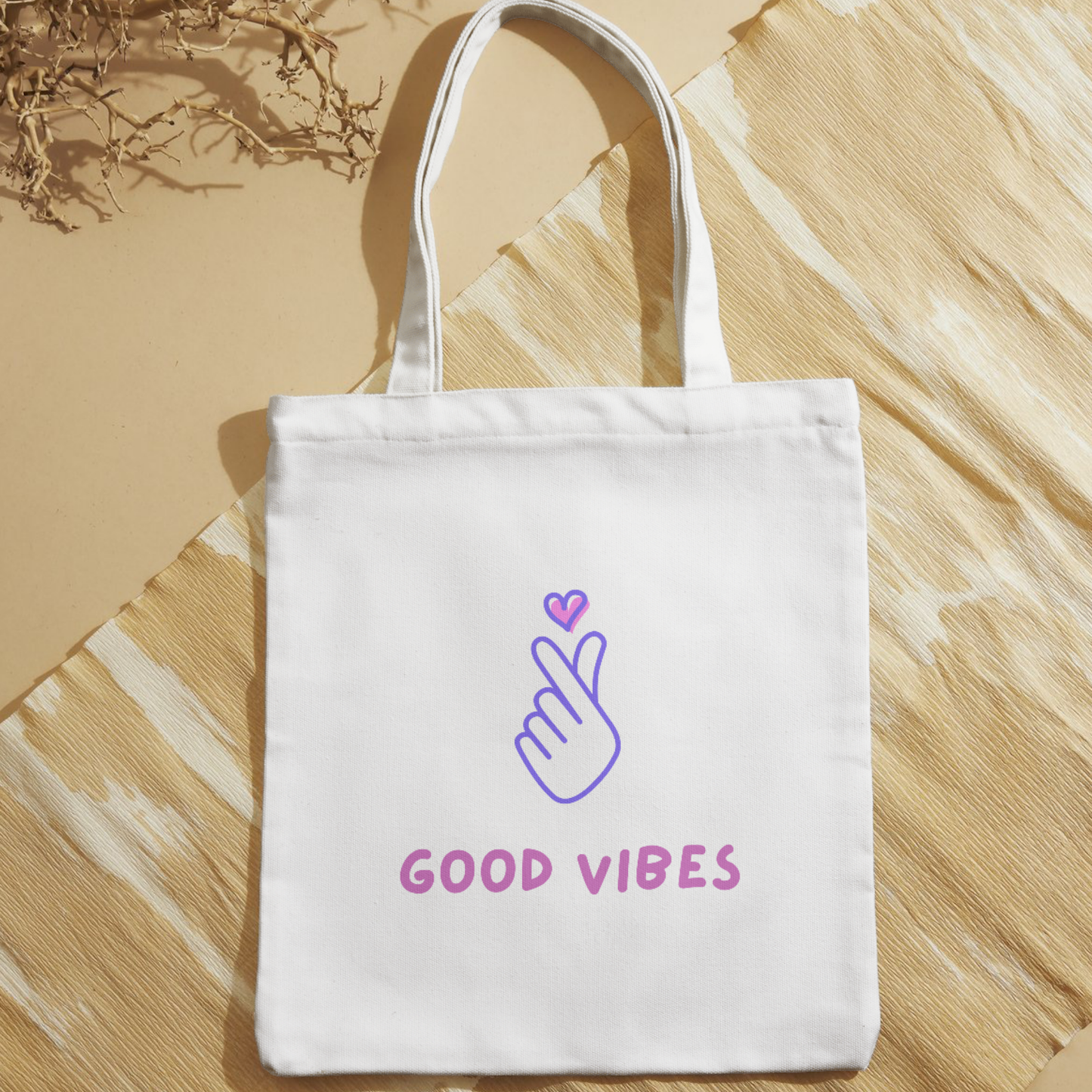 Good Vibes – Minimalist K-Style Polycotton Tote Bag