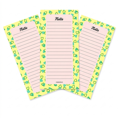 Pastel Hearts Premium Tear-Off Notepad – Slim List Pad for To-Do Lists, Groceries & Daily Tasks (Pack of 3)
