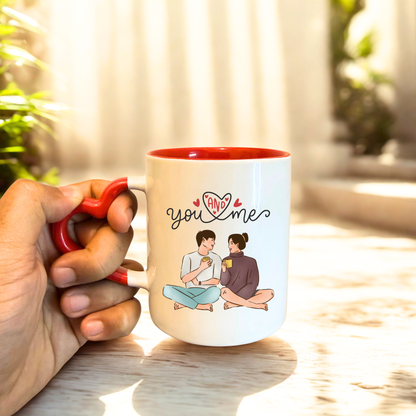 You and Me - Custom Mug - Heart Handle (Set of 2)