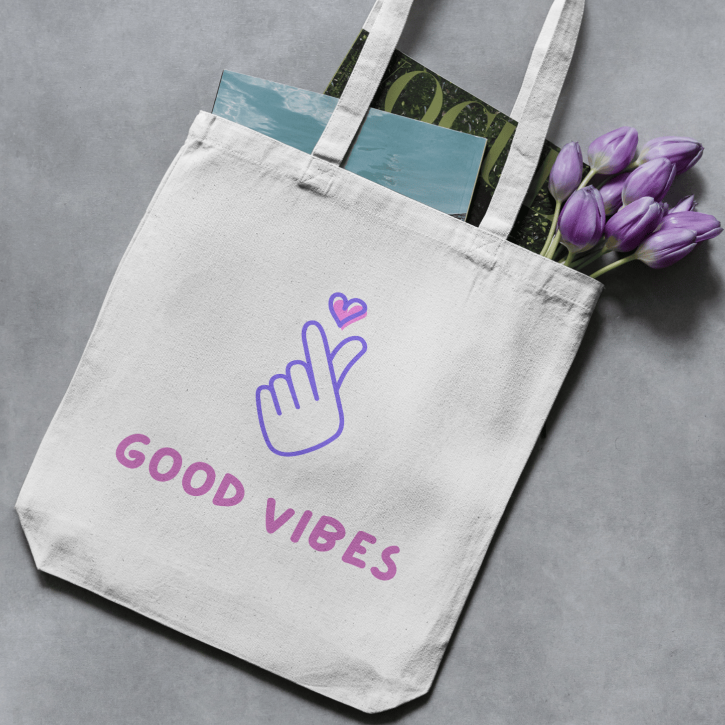 Good Vibes – Minimalist K-Style Polycotton Tote Bag