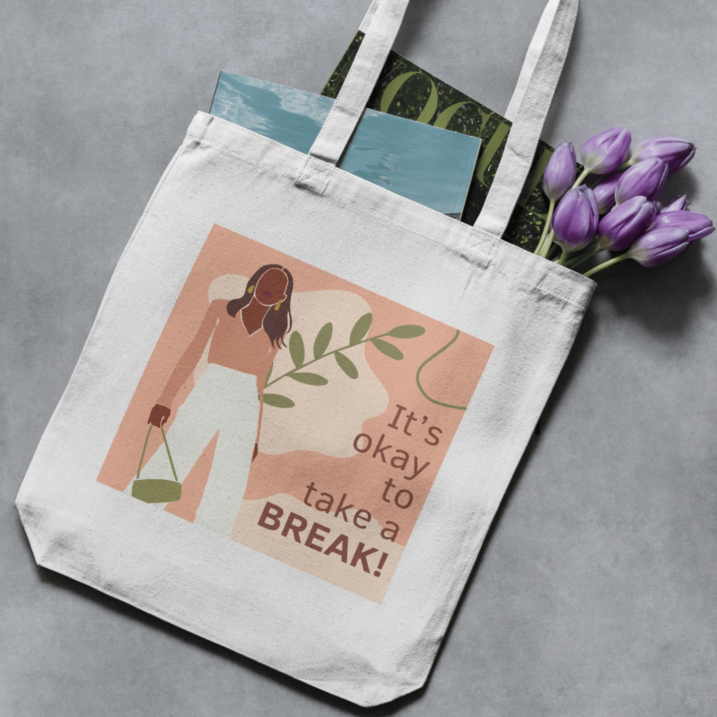 It’s Okay to Take a Break – Aesthetic Self-Care Tote Bag
