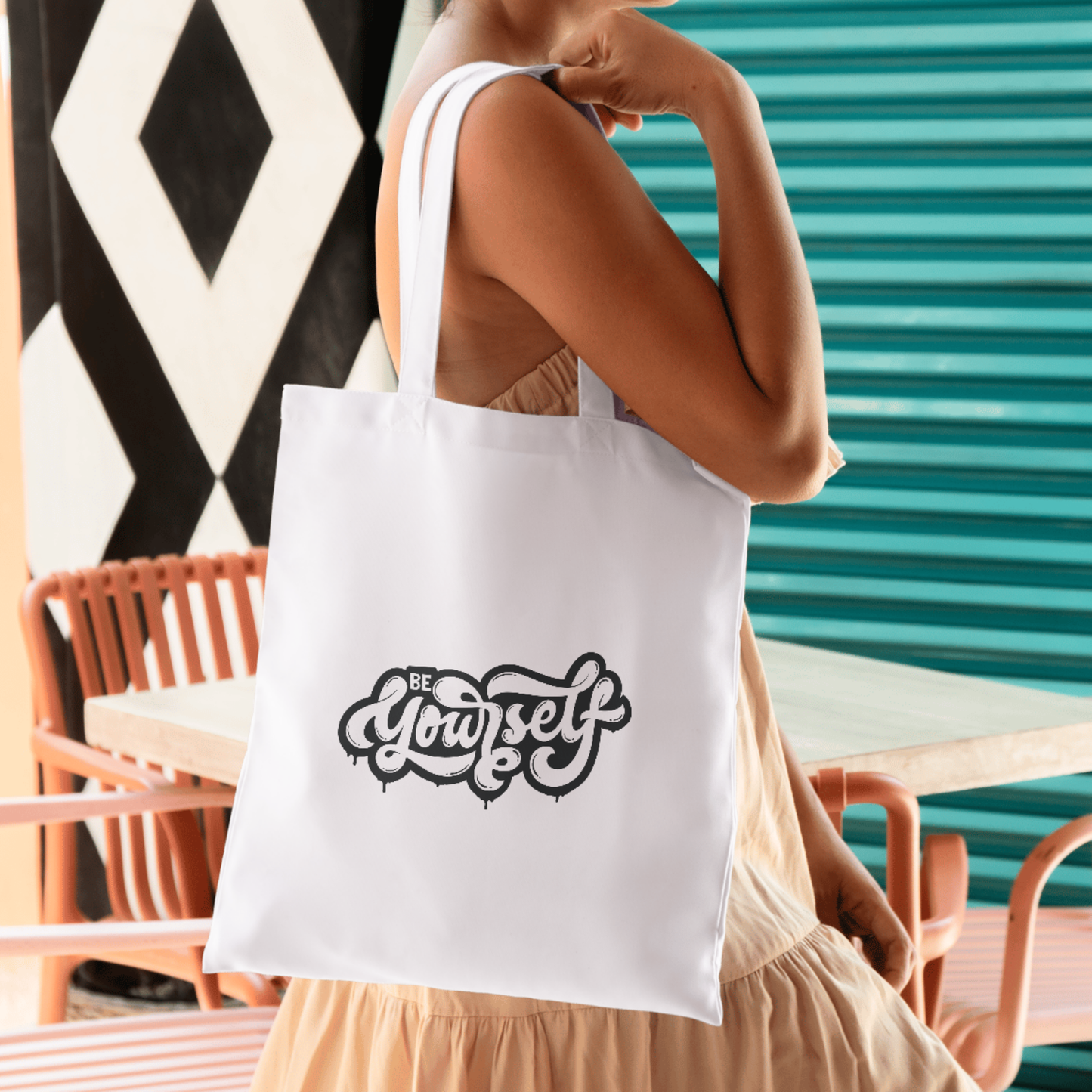 Be Yourself – Street-Art Style Polycotton Tote Bag