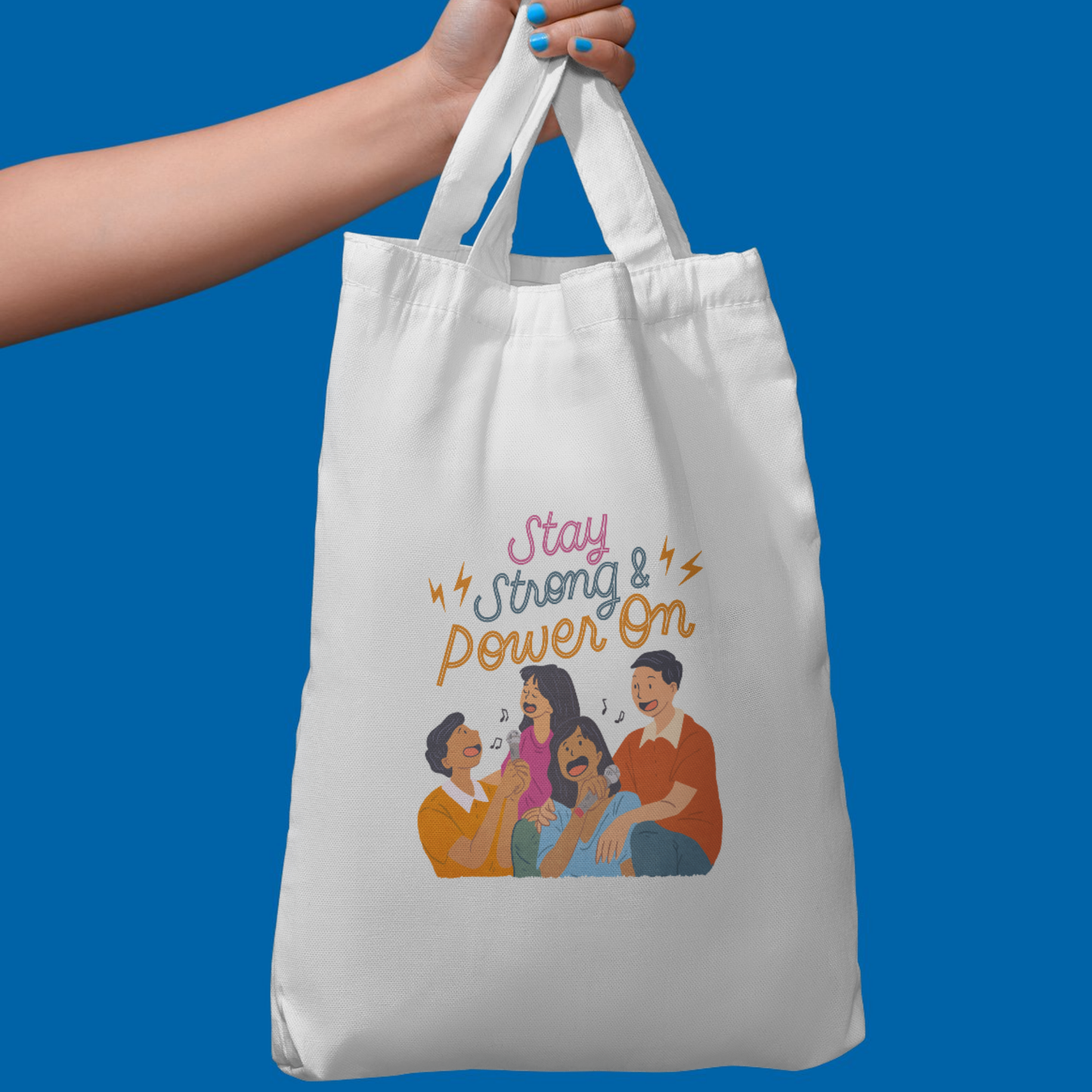Stay Strong & Power On – Motivational Polycotton Tote Bag