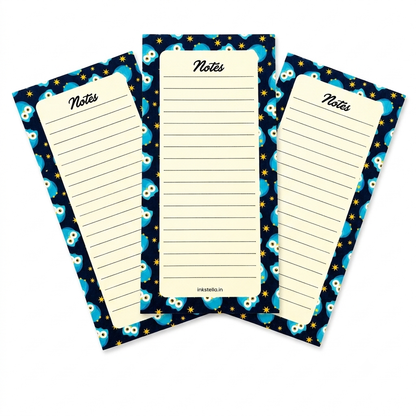 Stellar Owl Premium Tear-Off Notepad – Slim Magnetic List Pad for Grocery, Reminders & Daily Notes (Pack of 3)