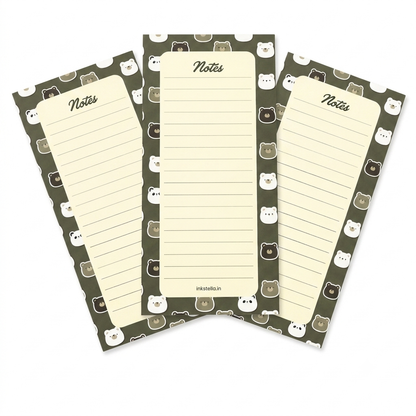 Cute Bears Premium Tear-Off Notepad – Slim List Pad for To-Do Lists, Groceries & Daily Tasks (Pack of 3)