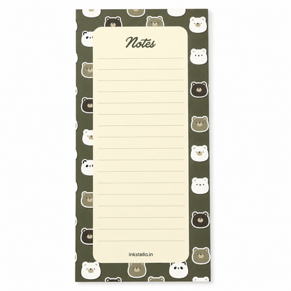 Cute Bears Premium Tear-Off Notepad – Slim List Pad for To-Do Lists, Groceries & Daily Tasks