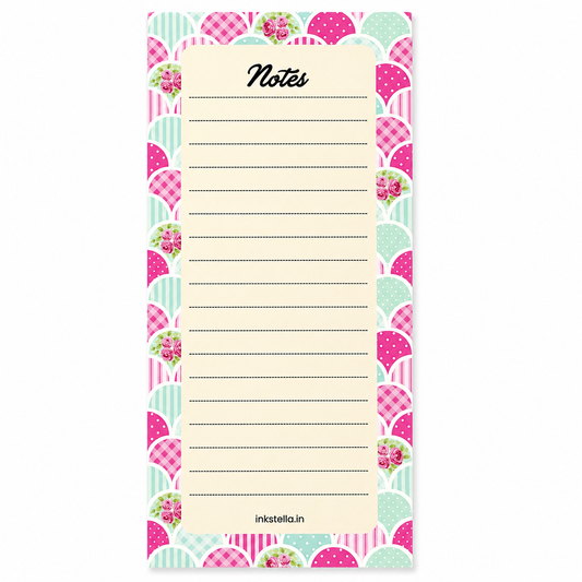 Floral Scallop Premium Tear-Off Notepad – Slim List Pad for To-Do Lists, Groceries & Daily Tasks