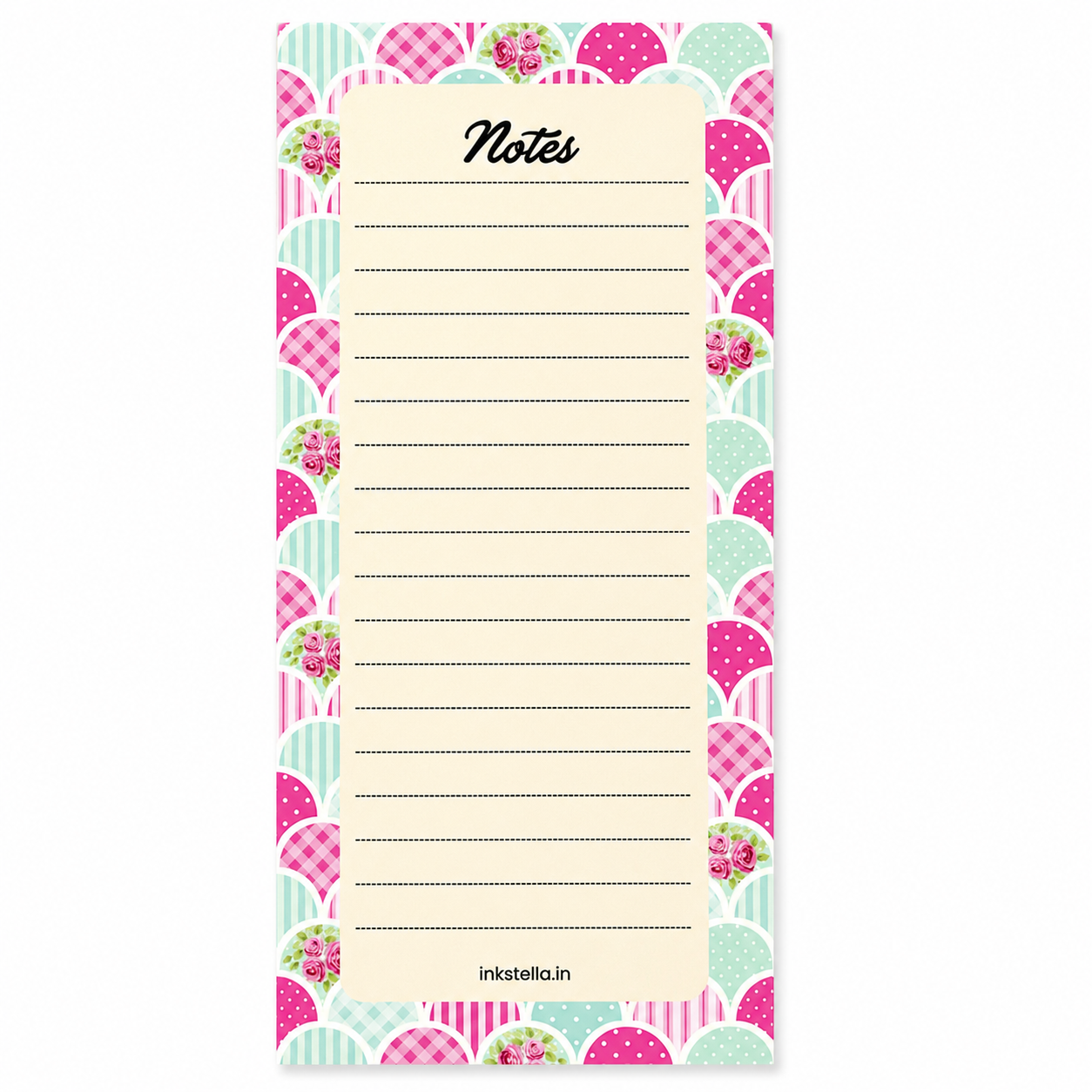 Floral Scallop Premium Tear-Off Notepad – Slim List Pad for To-Do Lists, Groceries & Daily Tasks