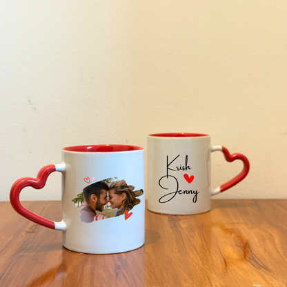 Customized Coffee Mug - Heart Handle (Set of 2)