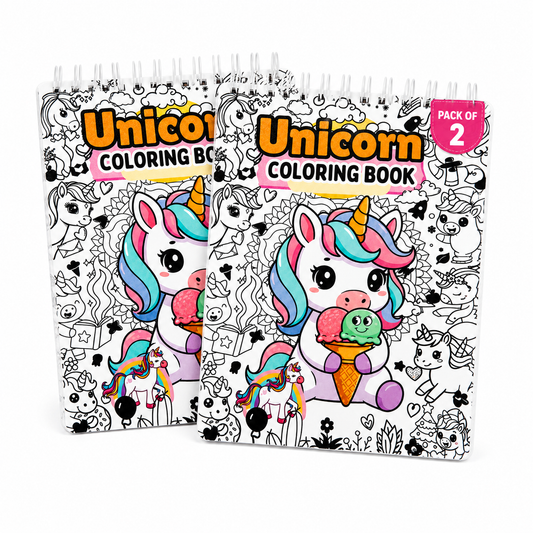 Unicorn Coloring Book for Kids & Toddlers – A5 Spiral Bound Drawing & Activity Book (140 GSM) (Pack of 2)