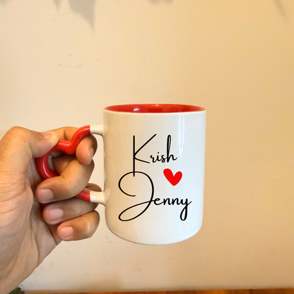 Customized Coffee Mug - Heart Handle (Set of 2)