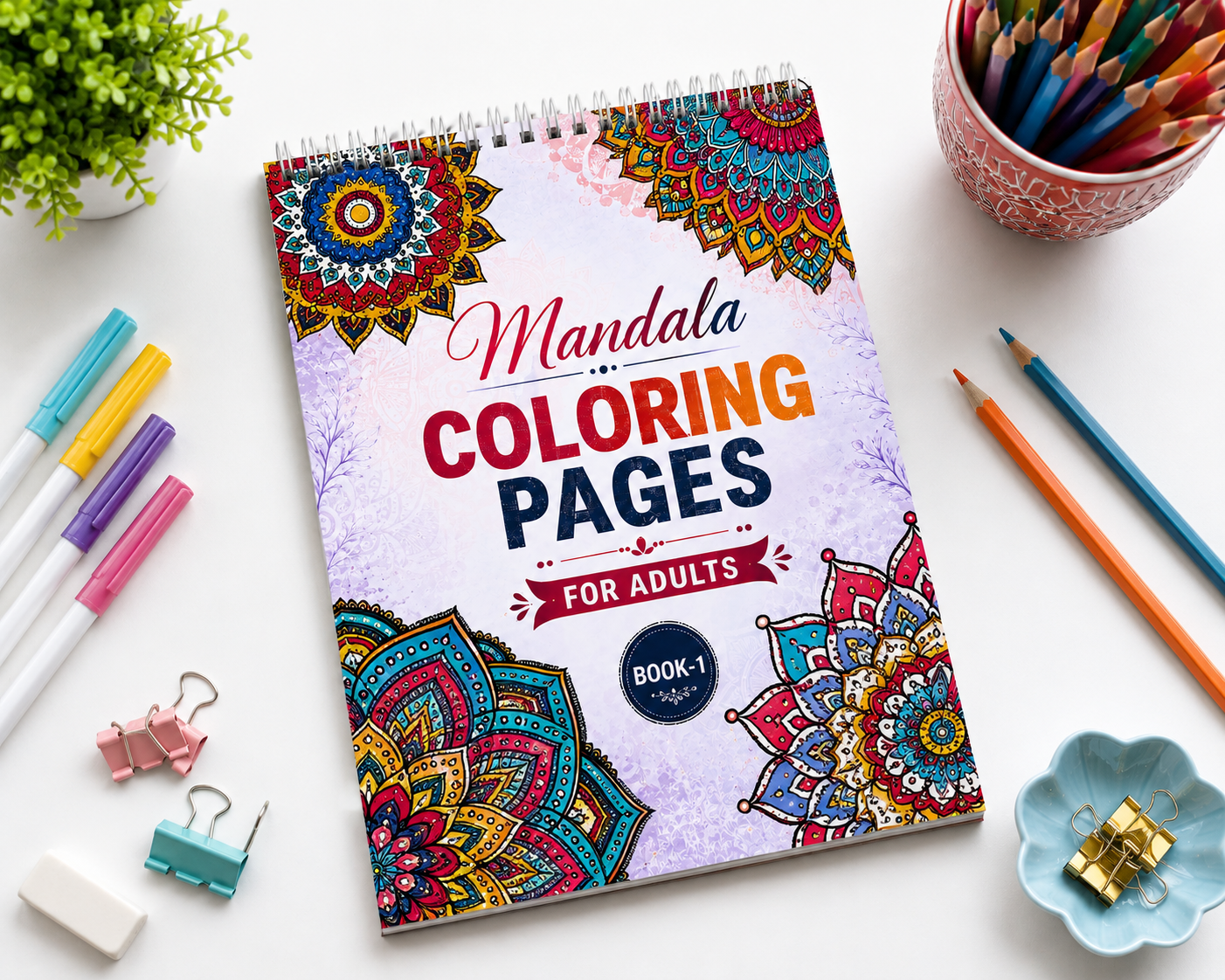 Mandala Coloring Pages for Adults | Book-1 | 20 Sheets, 140 GSM A4 Spiral Notepad