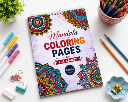 Mandala Coloring Pages for Adults | Book-1 | 20 Sheets, 140 GSM A4 Spiral Notepad