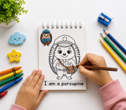 Animals Coloring Book for Kids | Compact A6 Size | 30 Premium 140 GSM Sheets | Spiral Bound