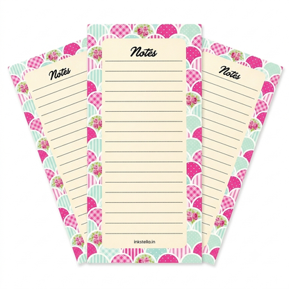 Floral Scallop Premium Tear-Off Notepad – Slim List Pad for To-Do Lists, Groceries & Daily Tasks (Pack of 3)