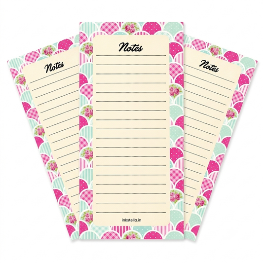 Floral Scallop Premium Tear-Off Notepad – Slim List Pad for To-Do Lists, Groceries & Daily Tasks (Pack of 3)
