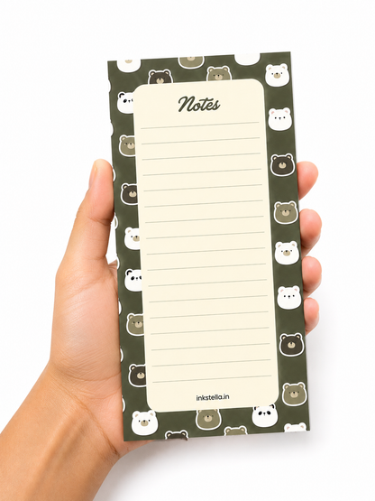 Cute Bears Premium Tear-Off Notepad – Slim List Pad for To-Do Lists, Groceries & Daily Tasks
