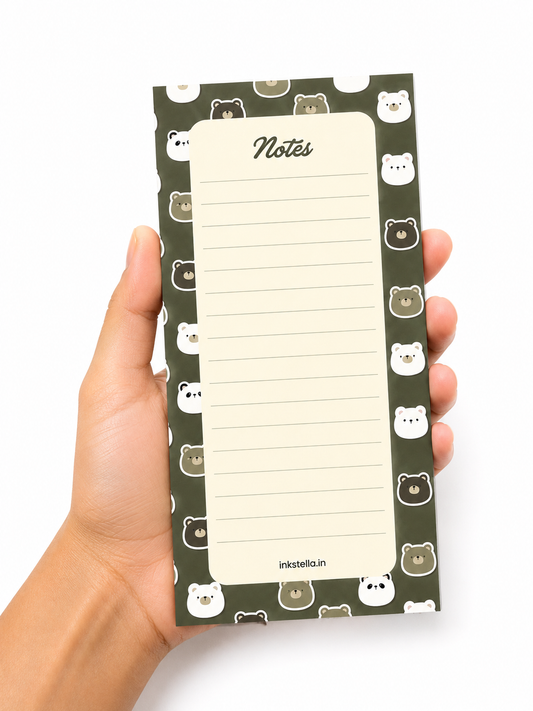 Cute Bears Premium Tear-Off Notepad – Slim List Pad for To-Do Lists, Groceries & Daily Tasks (Pack of 3)