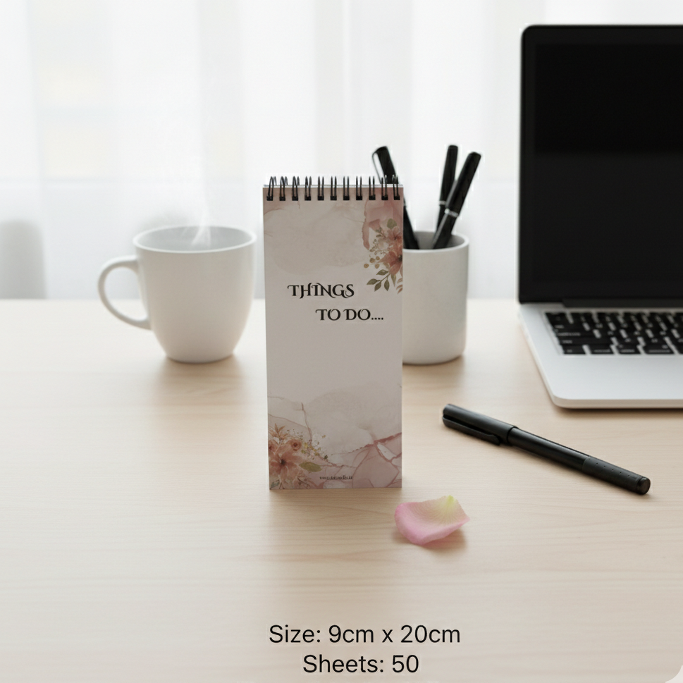 Elegant Floral To-Do List Notepad – Slim & Professional