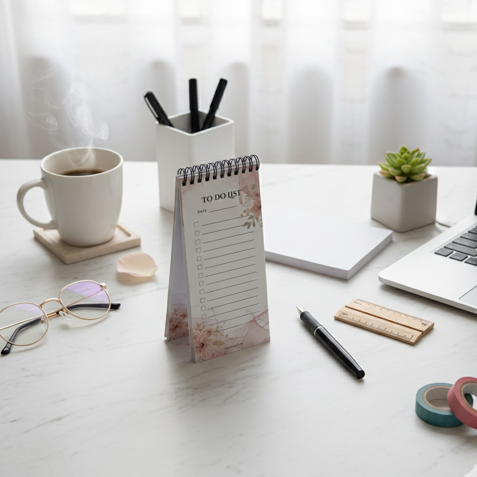 Elegant Floral To-Do List Notepad – Slim & Professional