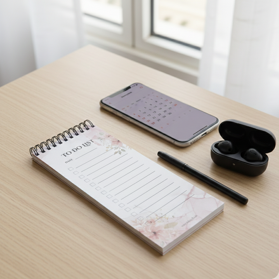 Elegant Floral To-Do List Notepad – Slim & Professional