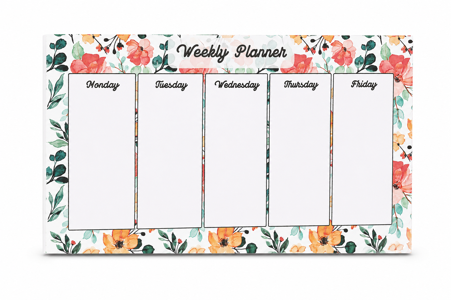 Floral Weekly Planner Desk Pad | 50 Tear-Off Sheets, 100 GSM Premium Paper | 20 x 11 cm
