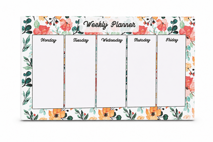 Floral Weekly Planner Desk Pad | 50 Tear-Off Sheets, 100 GSM Premium Paper | 20 x 11 cm